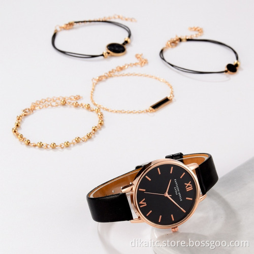 5pcs/Set Fashion Watch Gift Set Women Bracelet Quartz Watches Sets Gift For Ladies Dress Bangle Wristwatch Wholesale Relojes